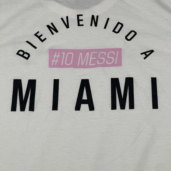 Adidas Messi T Shirt Mens Large White Inter Miami Bienvenido Tee Soccer ATACAGIL - Picture 12 of 13